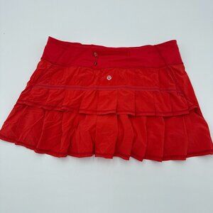Lululemon Pace Setter Skirt Skort Ruffle Love Red Golf Tennis Pickleball 10